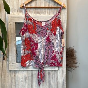 Secret Treasures Paisley Tank with Tie Front Adjustable Straps 2X (18-20) NWT